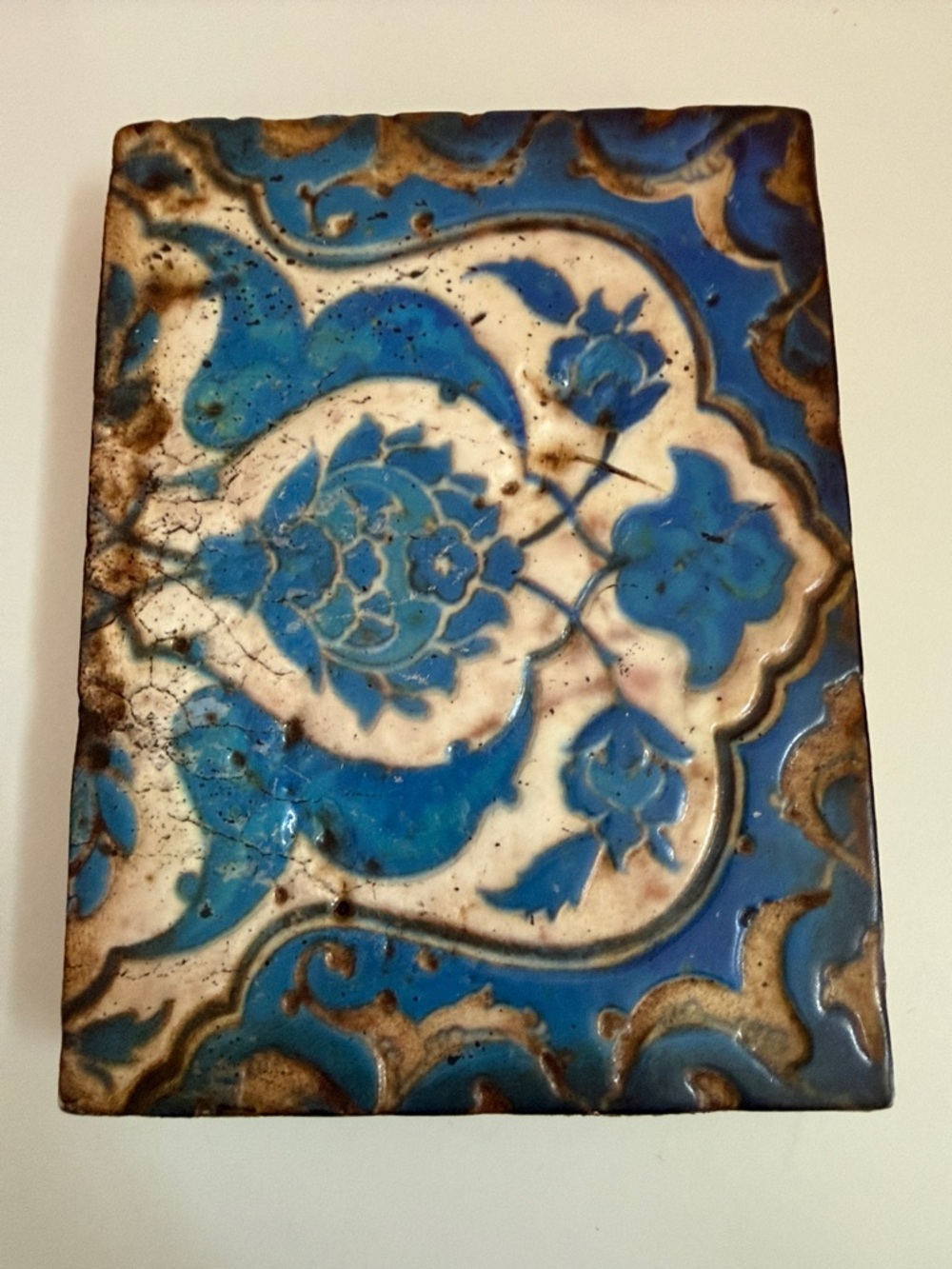 Sid Dickens Blue and White Floral Ceramic Plaque - Retired